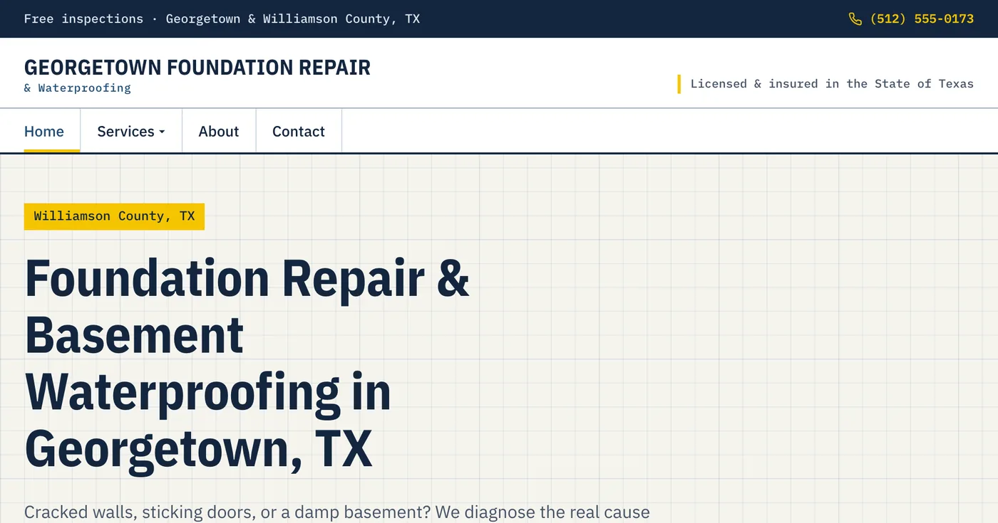 Georgetown Foundation Repair & Waterproofing homepage