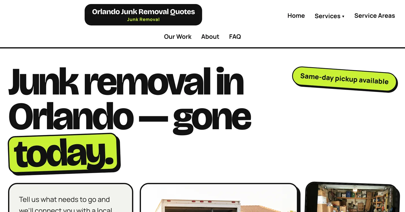 Junk Removal Quotes Orlando homepage