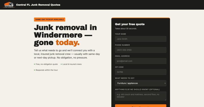 Junk Removal Quotes Orlando homepage