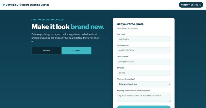 Central Florida Pressure Washing homepage
