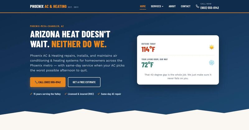 Sonoran Comfort HVAC homepage