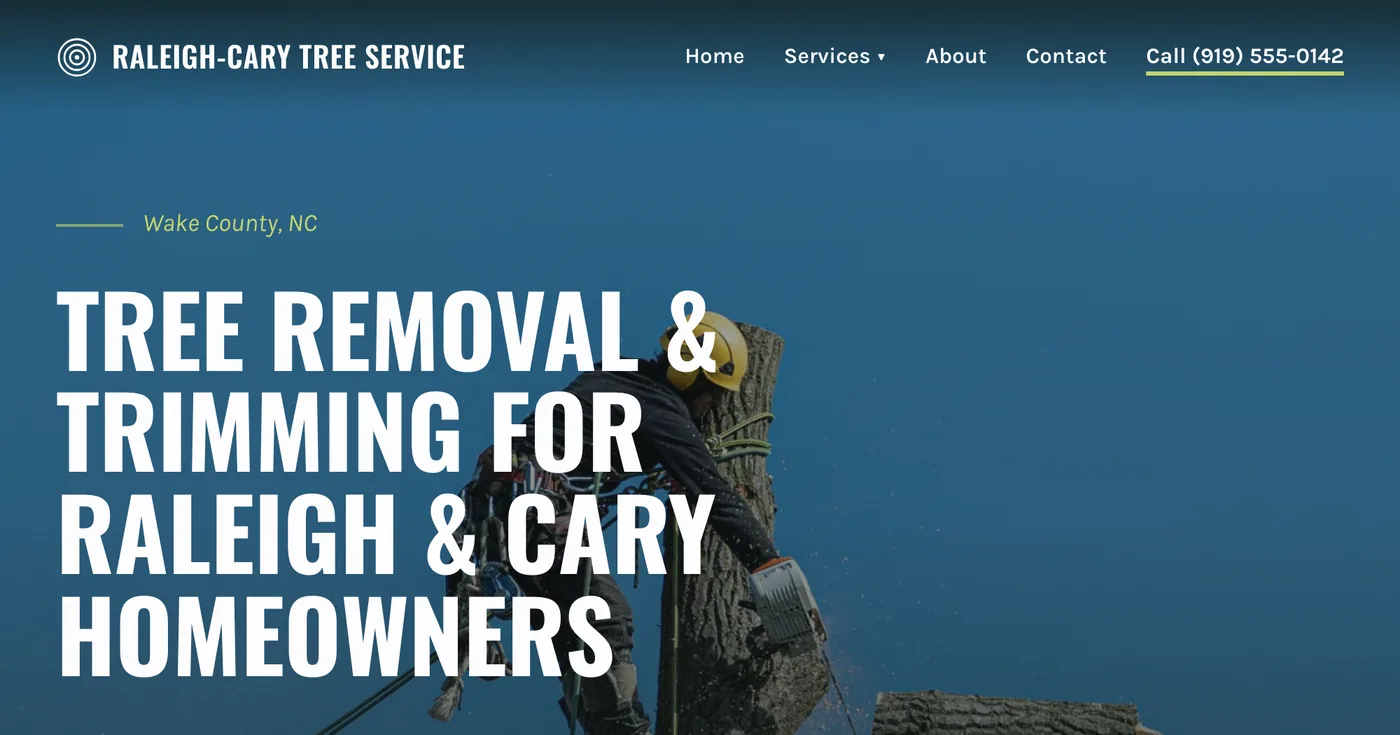 Raleigh-Cary Tree Service homepage